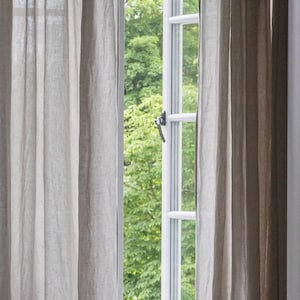 Extra Wide Linen Sheer Curtains - 22 Color Options - Custom Made Rod Pocket, Grommet, Hook and Ring For Rod , Back Tabs and Curtain Track