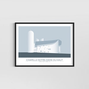 Chapelle Notre Dame Du Haut | Le Corbusier | Architecture Print | Digital Print | Pale Aqua