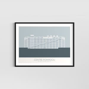 Centre Pompidou | Richard Rogers, Renzo Piano & Gianfranco Franchini | Architecture Print | Digital Print | Pale Aqua