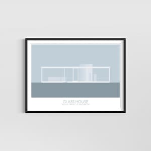 Glass House | Philip Johnson | Architecture Print | Digital Print | Set of 4 Different Colors