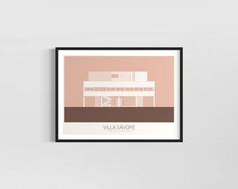 Villa Savoye | Le Corbusier | Architecture Print | Digital Print | Mandy's Pink