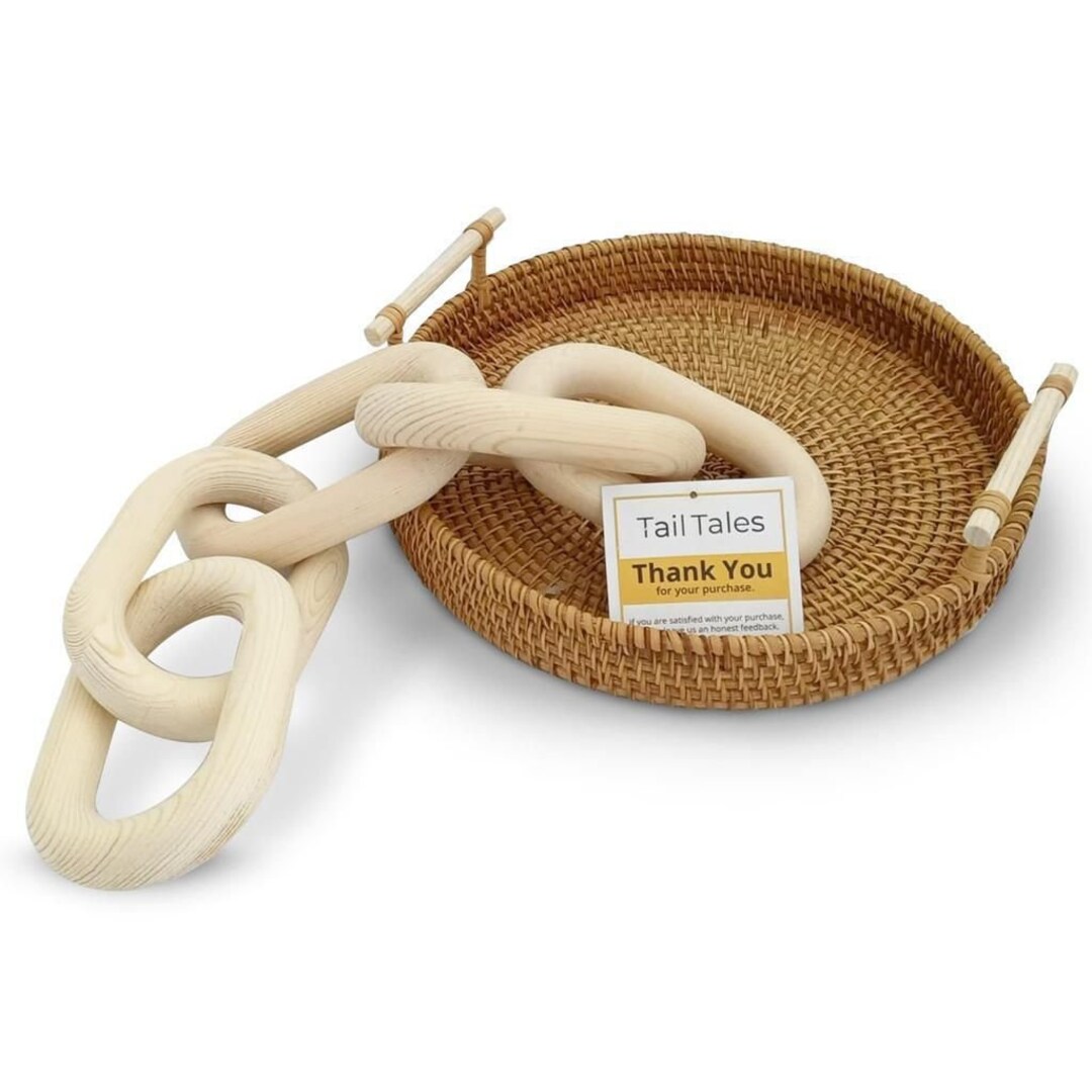 Wood Chain Link Decor Hand Carved 5link Decorative Chain 53 Cm Wood