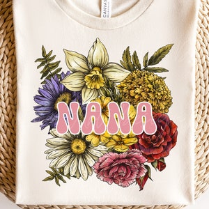 Floral Nana Png, Nana Design File For Sublimation,  Nana Floral Png, Tshirt Design Png Gift For Grandma, Nana Png Design, Instant Downloads