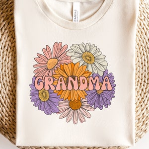 Grandma PNG For Sublimation, Boho Grandma Shirt Design Png, Daisy Retro Grandma sublimation, Grandma Floral png, Grandma png