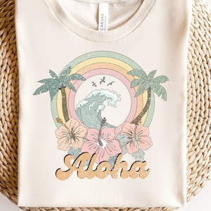 Aloha Summer PNG-fil för sublimeringstryck, Retro Sublimering, Wave PNG, Nedladdning av sublimeringsdesign, Distressed T-shirtdesign Png