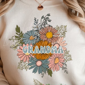 Grandma PNG For Sublimation, Boho Grandma Shirt Design Png, Floral bouquet png ,Retro Grandma sublimation, Grandma Floral png, Grandma png
