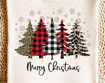 Merry Christmas Plaid Trees PNG Sublimation, Christmas Trees Shirt Design, Plaid Christmas Png, Christmas Leopard Tree Png, Digital Download