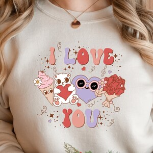 Love You Png, Retro Hippie Valentines PNG Sublimation, I Love You Groovy Shirt Design, Valentine&#39;s Day Png, Heart Love Valentine Png Design