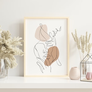 One Line Art Romantic Couple, Boho Minimalistic Wall art Print,Gift for Couples, PRINTABLE Wall Art Picture / Poster , DIGITAL DOWNLOAD