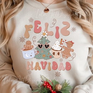 Feliz Navidad Png Sublimation, Retro Spanish Feliz Navidad Merry Christmas Png, Feliz Navidad Christmas PNG Sublimation,Digital Download