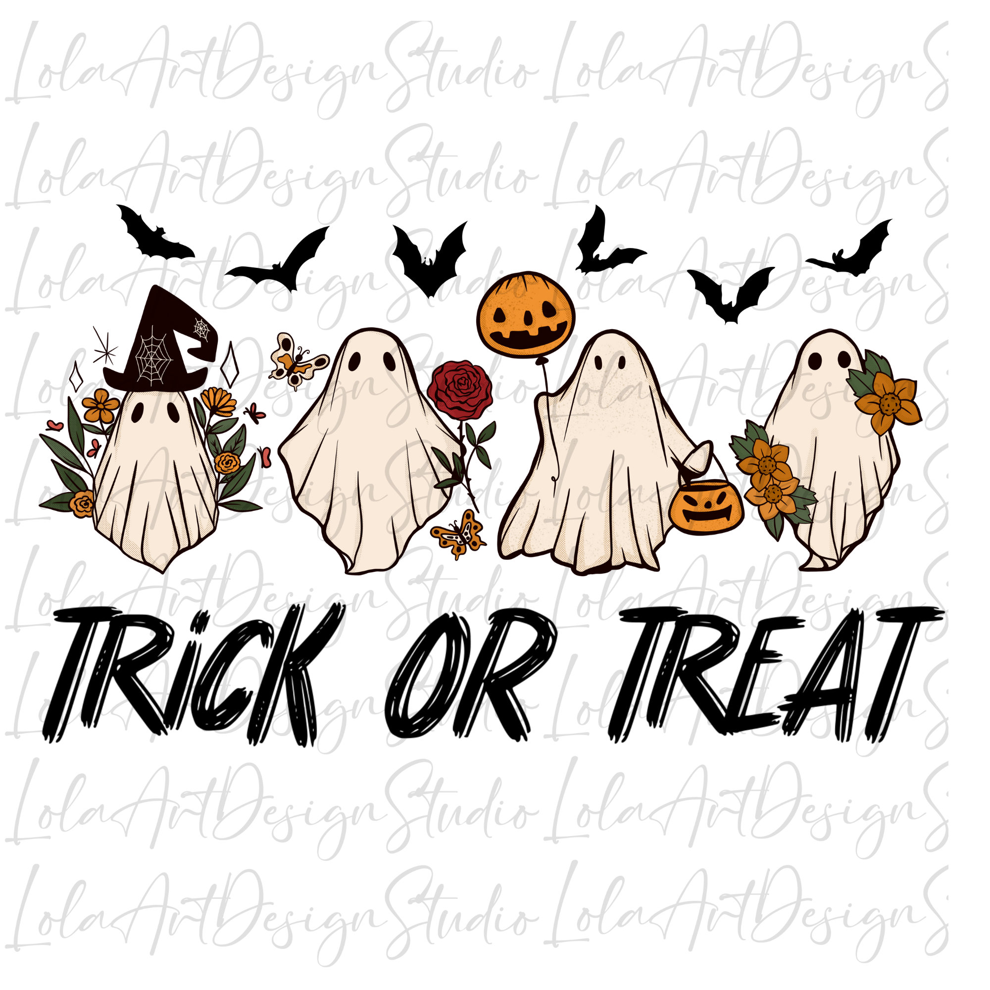 Trick or Treat Png Sublimation Design, Funny Halloween Spooky Ghosts ...