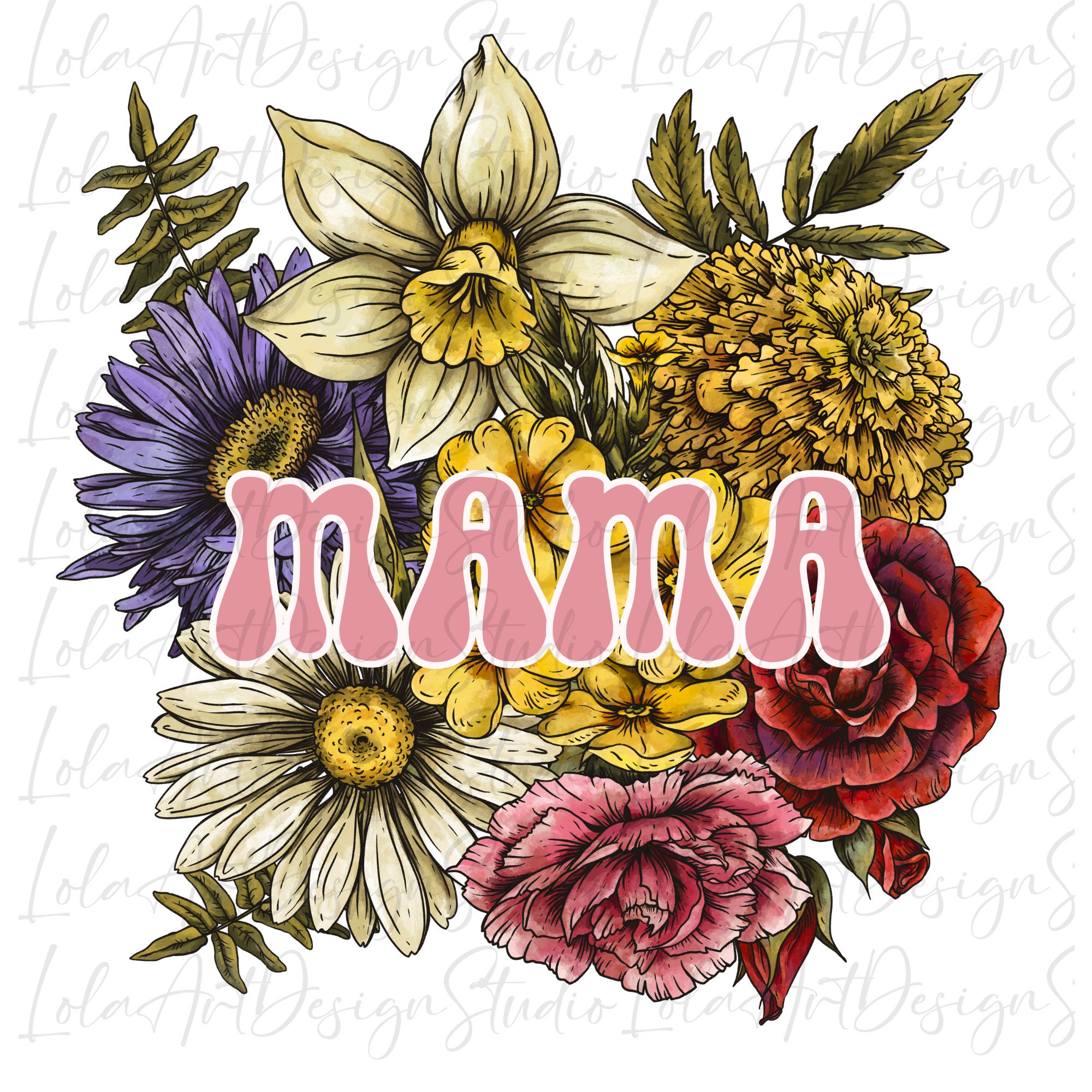 Floral Mama PNG Sublimation Design Colorful Mama Shirt Design - Etsy