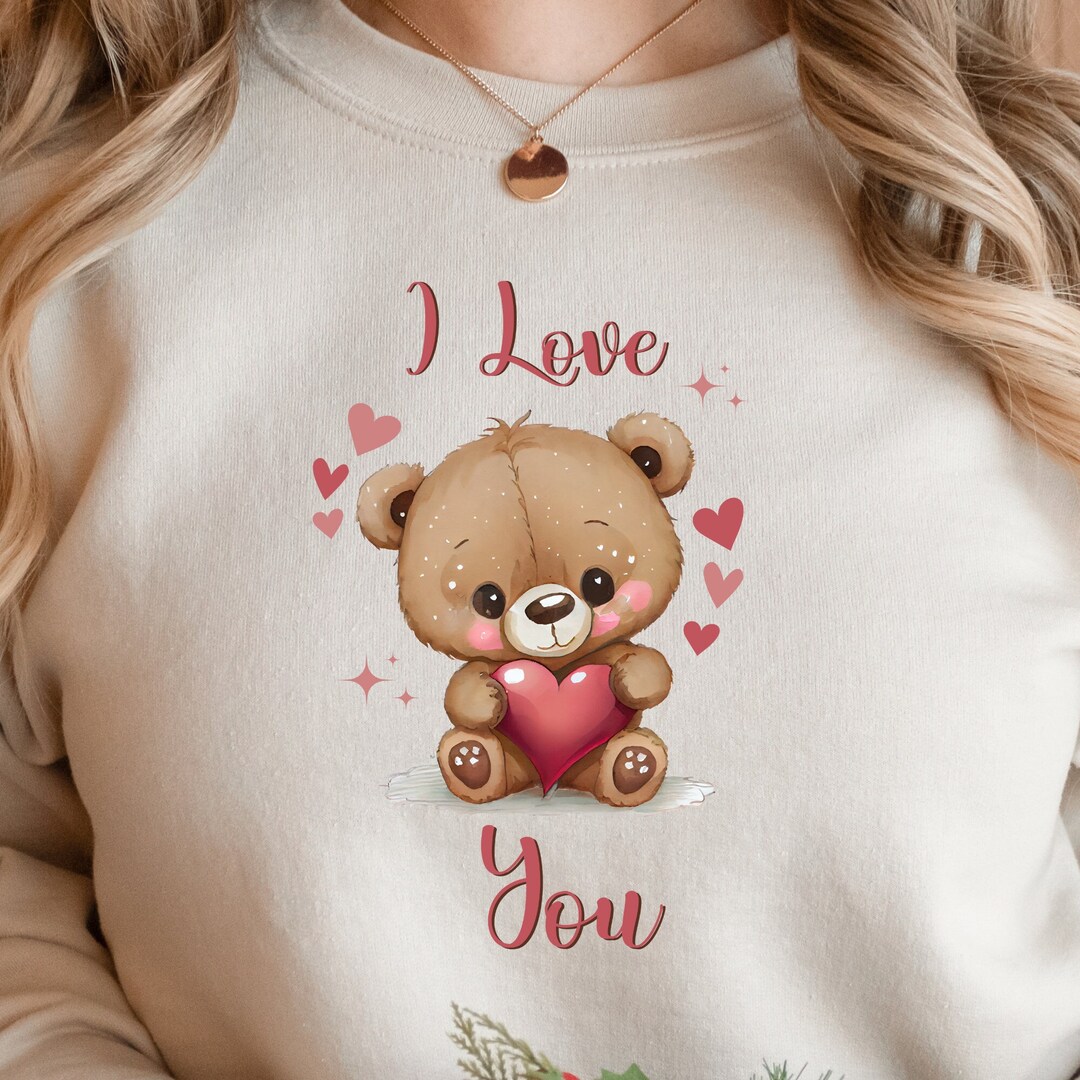 Teddy Bear Valentines PNG Sublimation, Valentine's Day Bear Pink Shirt ...