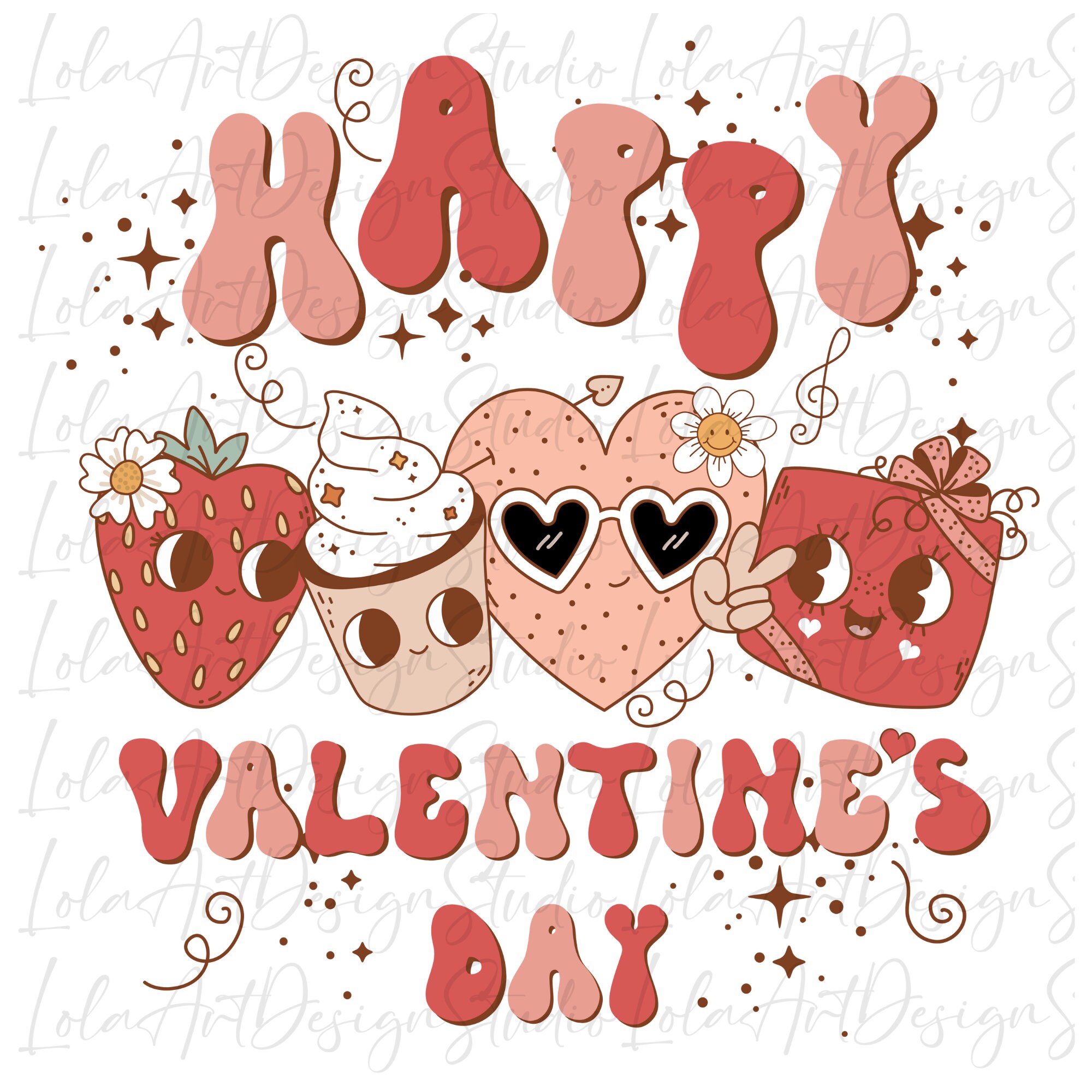 Retro Valentines PNG Sublimation, Happy Valentine's Day Retro Groovy ...