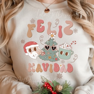 Feliz Navidad Png Sublimation, Retro Spanish Feliz Navidad Merry Christmas Png, Feliz Navidad Christmas PNG Sublimation,Digital Download