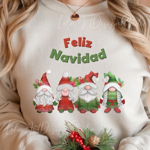 Feliz Navidad Gnomes Png Sublimation, Spanish Feliz Navidad Merry Christmas Png, Feliz Navidad Christmas PNG Sublimation,Digital Download