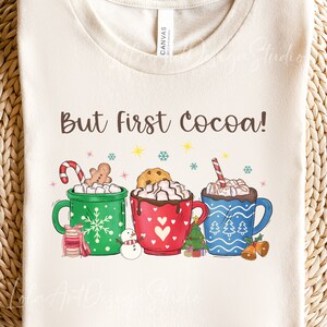 Pero primero Cocoa Christmas Png para sublimación, Feliz Navidad Png, Hot Cocoa Christmas PNG, Diseño de camiseta de Navidad, Descarga digital
