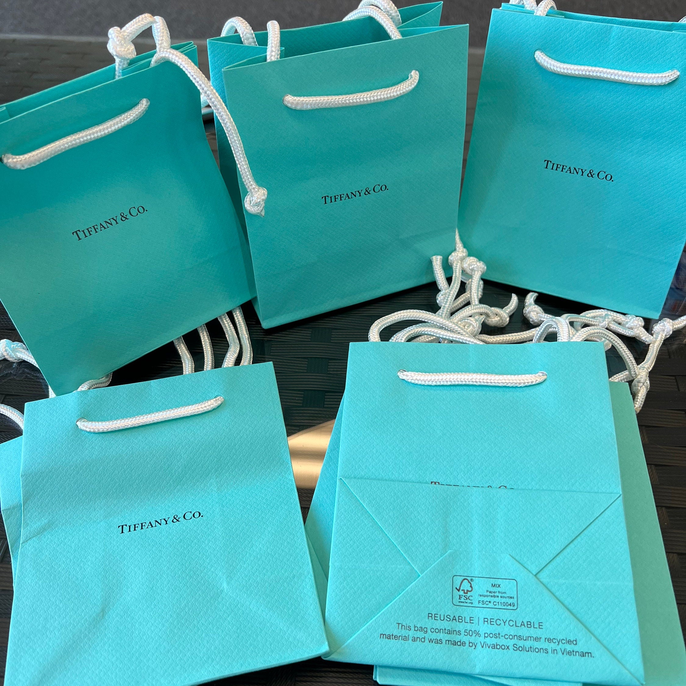 Authentic Tiffany & Co. Turquoise Blue Paper Shopping Bag Gift Bag Brand New