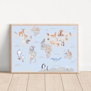 Animal World Map Print, Lernposter, Kinderzimmer Dekor, Kinderzimmer Karte, Kinderzimmer Dekor, Weltkarte Wandkunst, Kinderzimmer Wandkunst, Kinderzimmer