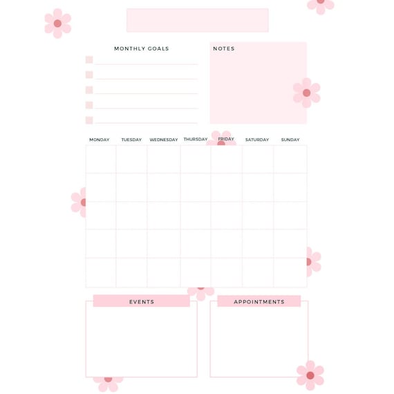 Pink Girly Monthly Planner Printable Use Planner - Etsy