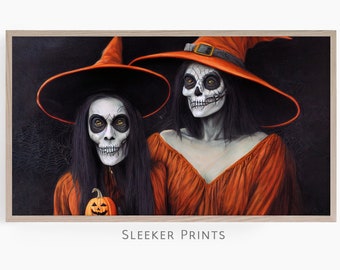 Halloween Witches Painting For Samsung Tv Art, Witch Frame Tv Art Fall, Frame Tv Art 4K, Frame Tv Digital Art, Instant Digital Download