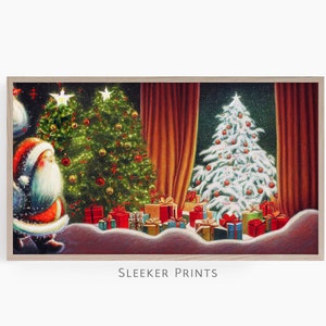 Santa Claus Art pour Frame Tv, Christmas Eve Night Tv Wall Art, Holiday Tv Art, Tv Frame Art, Téléchargement numérique, Samsung Frame Tv
