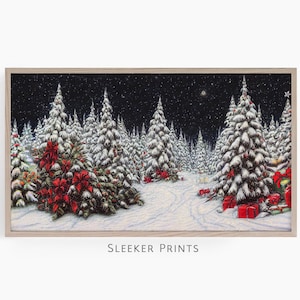 Arbre de Noël enneigé Téléchargement instantané Frame Tv Art 4K, Art de vacances pour la télévision, Art de télévision d’hiver, Frame Tv Art numérique, Téléchargement numérique