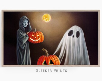 Halloween Frame Tv, Spooky Ghosts Frame Tv Digital Art, Fall Frame Tv Art, Samsung Tv Art, Instant Download, Samsung Frame Tv Art