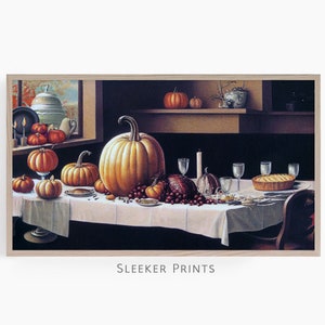 vintage Thanksgiving Frame Tv Art 4K, Pumpkin Samsung Frame Art, Thanksgiving Feast Frame Tv Digital Art, Téléchargement instantané