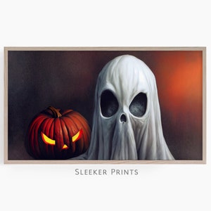 Scary Ghost With Pumpkin Frame Tv Art, Halloween Fall Frame Tv Art, Spooky Samsung Frame Tv, Digital Download
