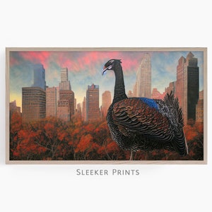 Wild Turkey Thanksgiving Digital Download Frame Tv Art 4K, Surreal Thanksgiving Samsung Frame Tv, Cityscape Abstract Art, Samsung Tv Art