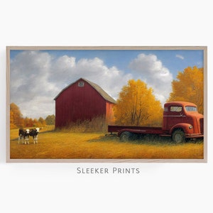 Old Barn And Truck Frame Tv Art, Cow Painting Frame Tv Art, Thanksgiving Frame Tv Art, Tv Wallpaper, Téléchargement numérique, Samsung Frame Tv
