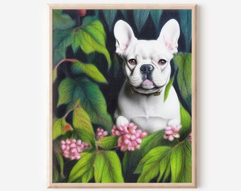 Prezent do wydrukowania dla miłośników buldogów francuskich, uroczy nadruk z psem buldogiem francuskim, sztuka z psem buldogiem francuskim, malowanie buldoga francuskiego, prezenty dla mamy buldoga francuskiego