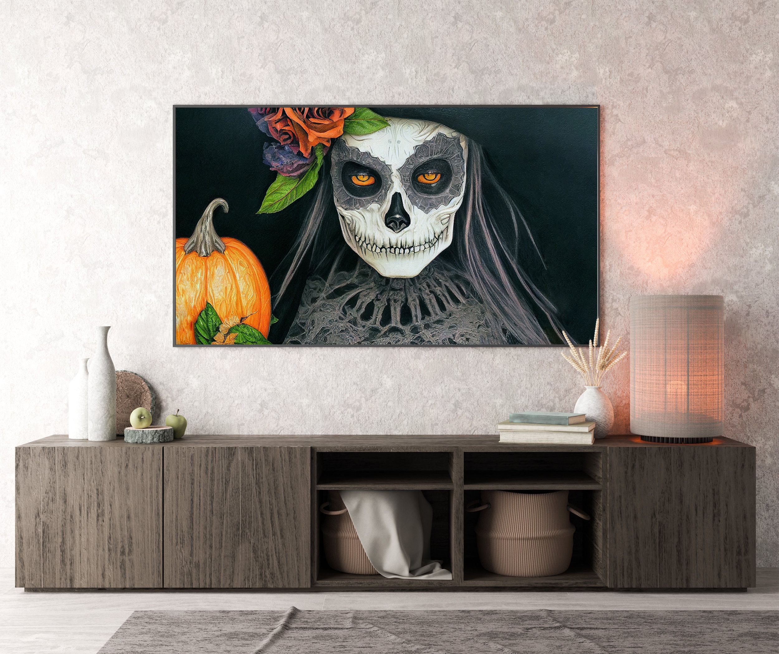 Sugar Skull Witch Frame Tv Art, Halloween Hexe für den Rahmen TV Art ...