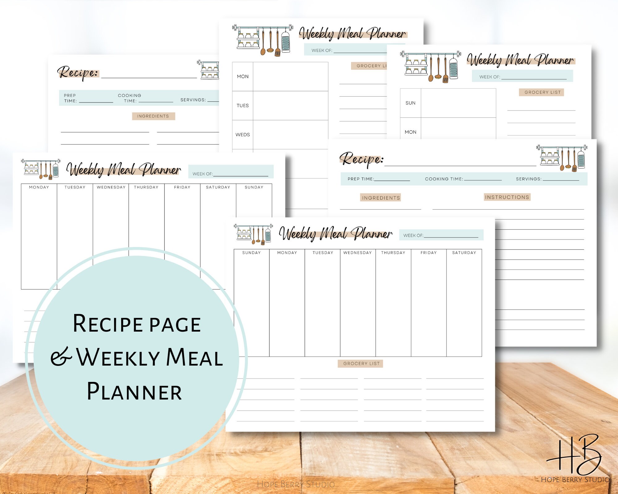 Printable Recipe and Meal Planner - Etsy