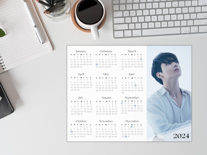 BTS Jungkook 2024 Wall Calendar Year at a Glance 11x8.5 Etsy Singapore