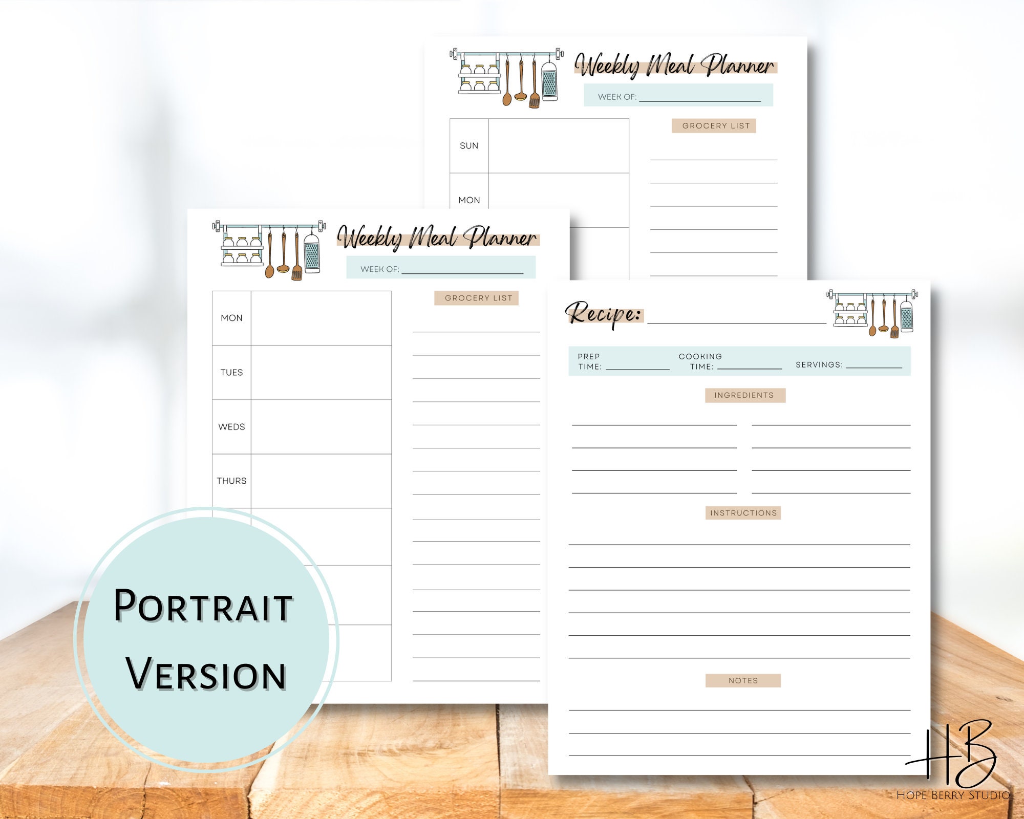Printable Recipe and Meal Planner - Etsy