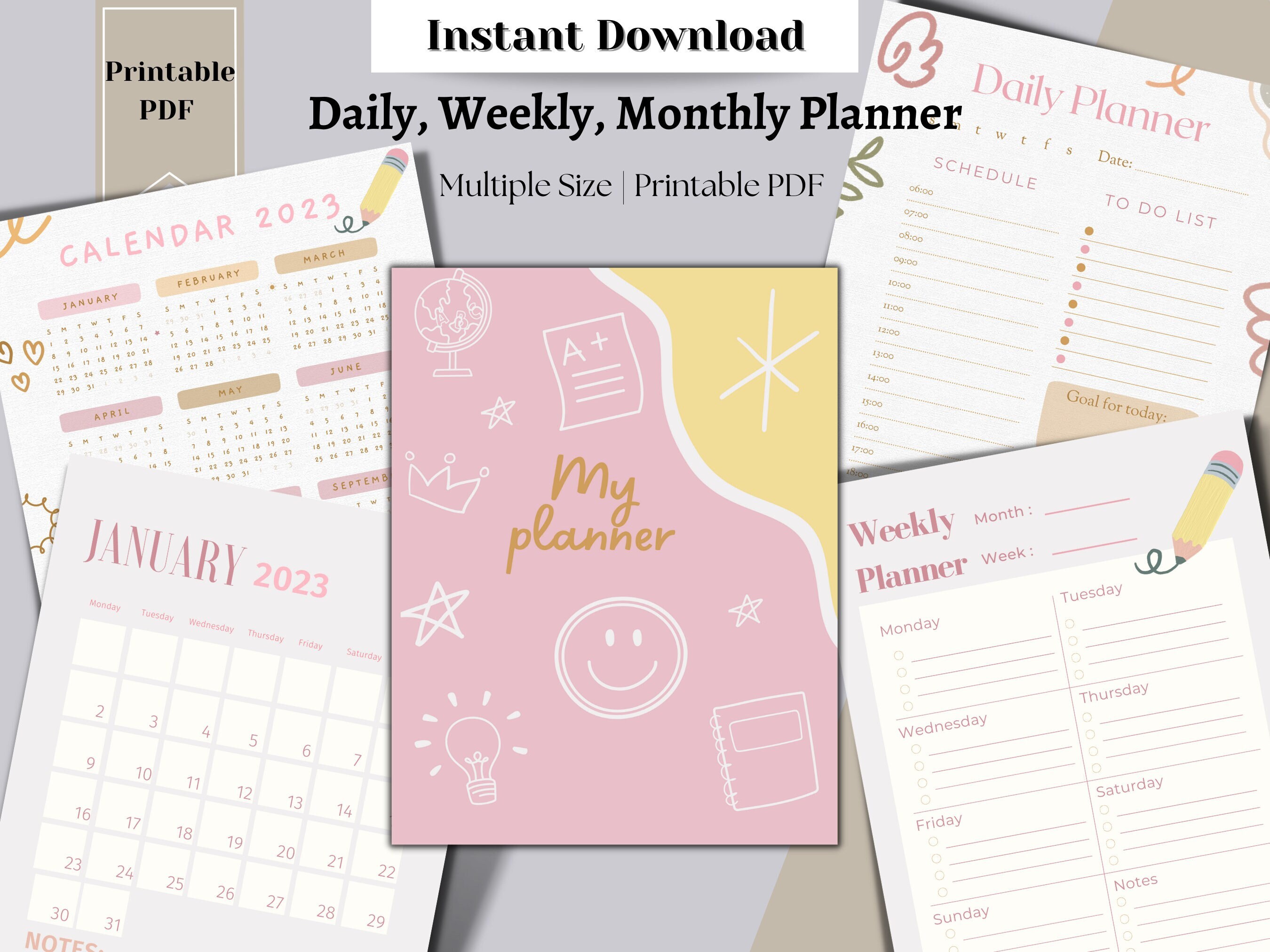 16 Pages, School Daily Planner Printable, Home School Planner, Teacher ...
