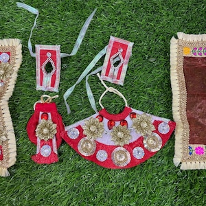 Designer Radha Krishna poshak / available in size 5 inch lehenga dhoti / Pearl and stone work dress