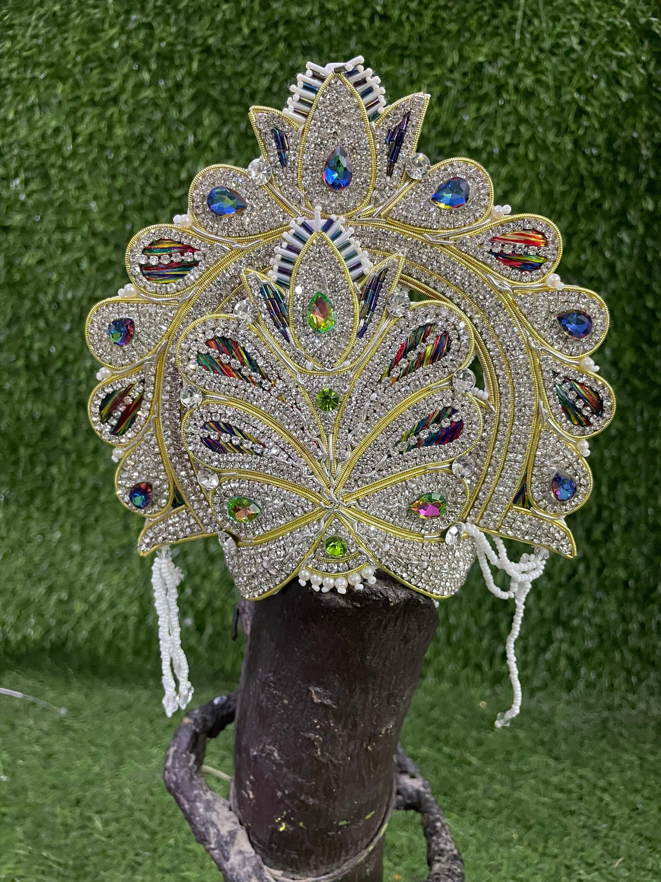 Embellished Krishna Mukut / Gopal Ji Stone Crown / Jewellery - Etsy