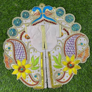 Laddu Gopal poshak for size 6 / hand work on silk fabric / Krishna clothes with zardozi work