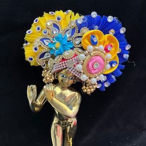 Embellished Krishna Mukut / Gopal ji stone Pagdi / jewellery for size 0 - 6 inch laddu Gopal