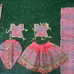 Amazing peach colour Radha Krishna dress / available for size 2 , 3 , 4 , 5 , 6 , 7 , 9 , 12 , 15 inches lehenga dhoti / shringar poshak