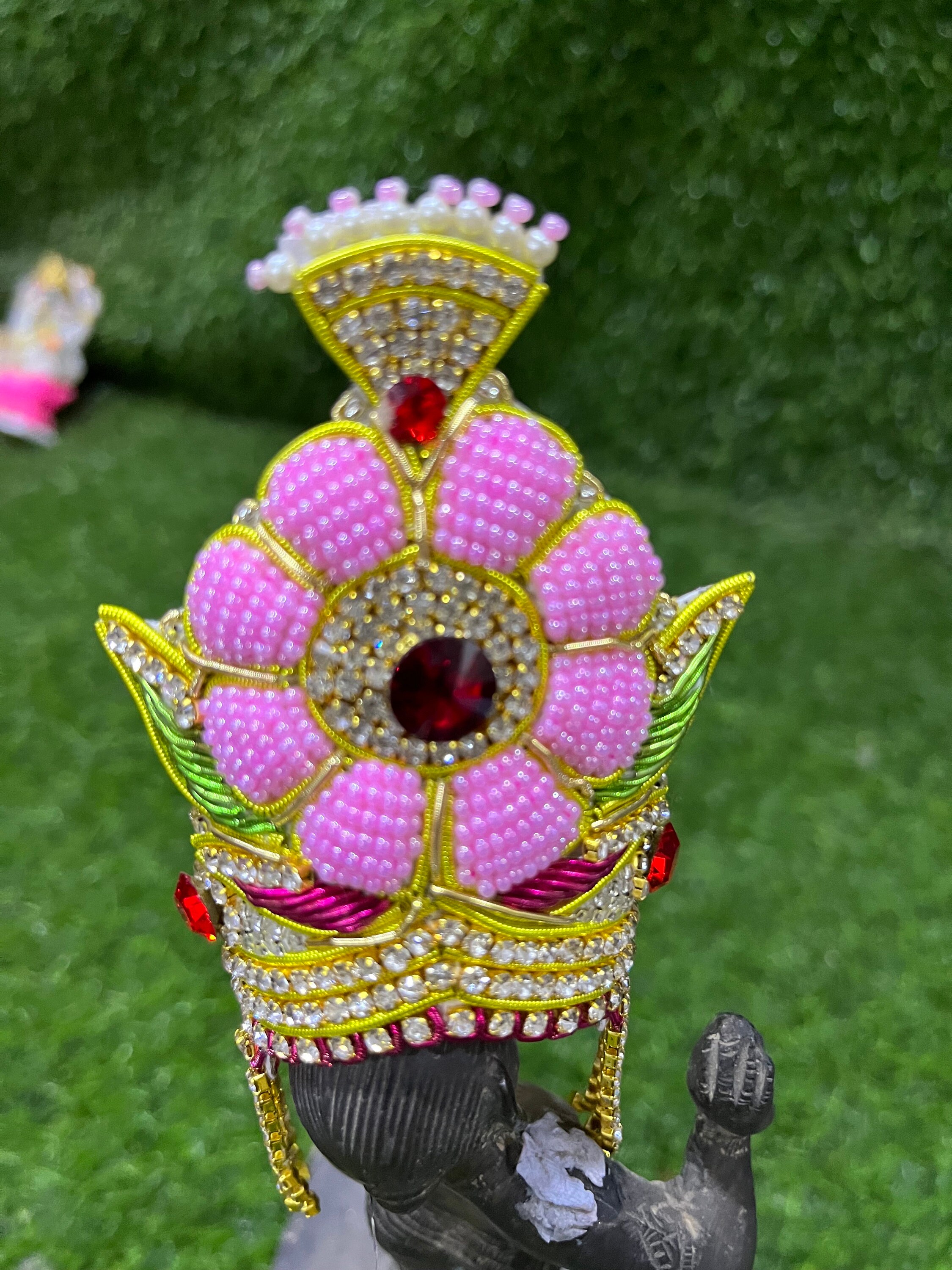Pink Krishna Kanha Ji Mukut / Gopal Ji Pearl Work Crown / Jewellery for Size 6 Laddu Gopal Etsy