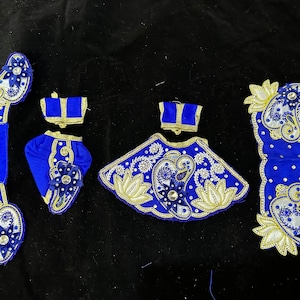Beautiful Radha Krishna dress / Resham embroidery and stone work / 3 patterns available / for 7-8 inch idols