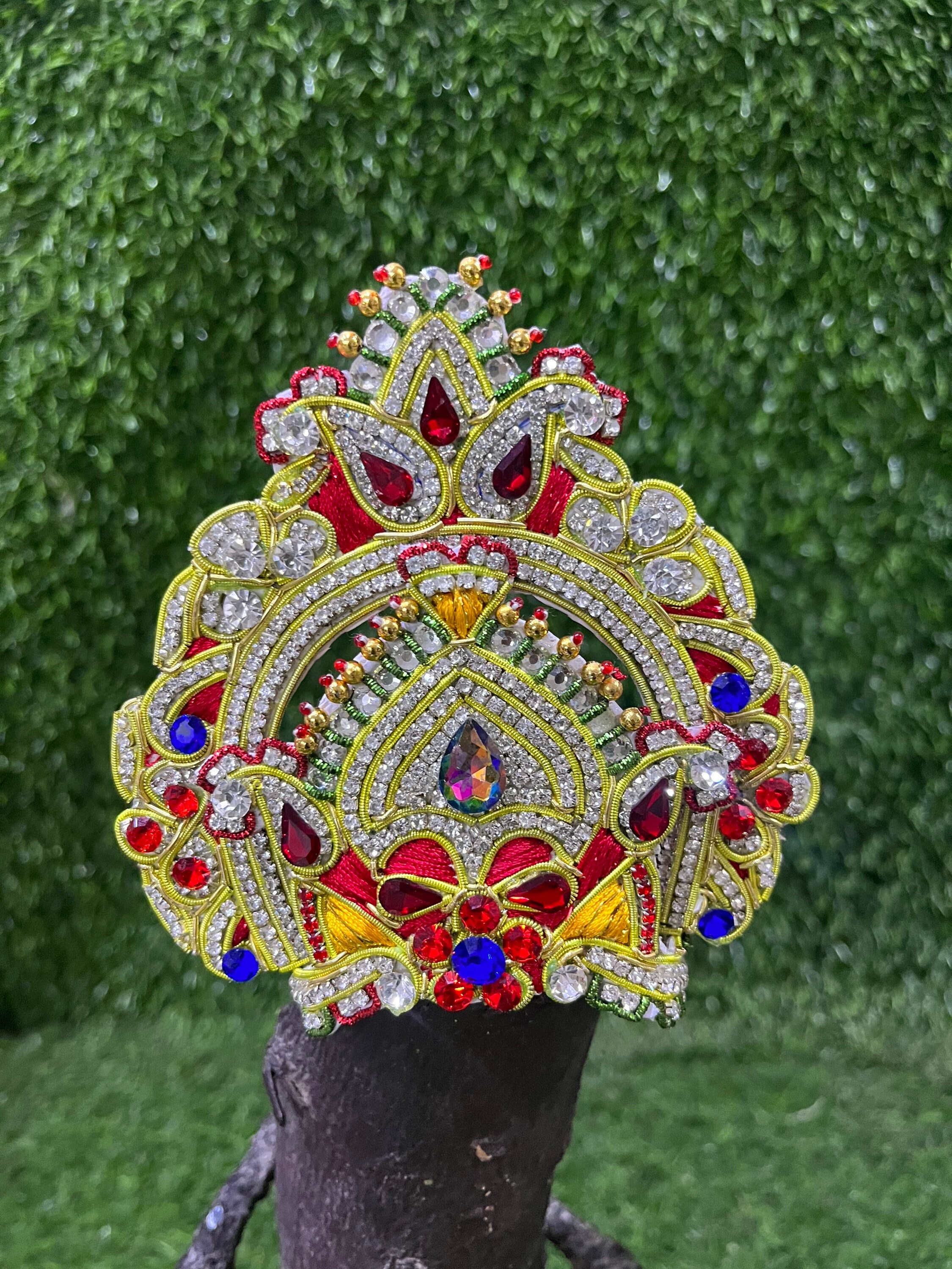 Krishna Mukut / Gopal Ji Stone Crown / Jewellery for HEAD Circumference of 46 and 5 7 Inches