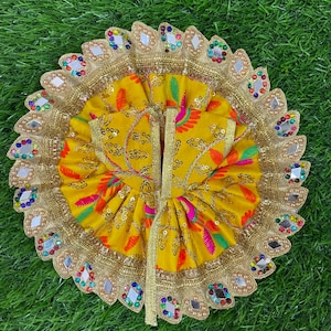 Laddu Gopal poshak for size 2 , 3 , 4 and 5 / mirror work border on silk fabric / Krishna clothes with embroidery work