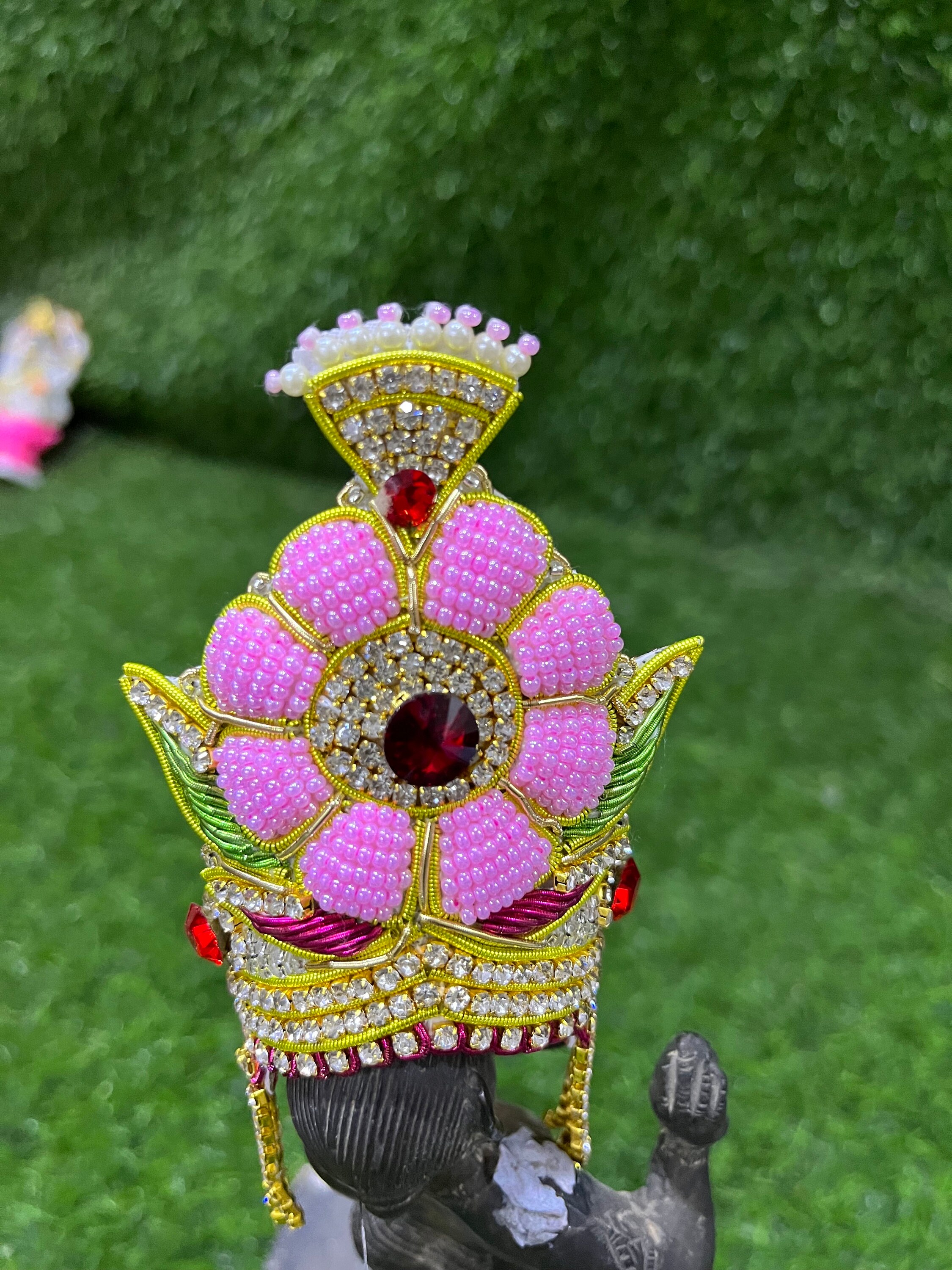 Pink Krishna Kanha Ji Mukut / Gopal Ji Pearl Work Crown / Jewellery for Size 6 Laddu Gopal Etsy
