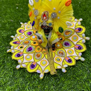 Beautiful laddu gopal poshak  / available in size 0 , 1 , 2 and 4 / beautiful mirror work dress / kanha ji clothes with matching pagdi