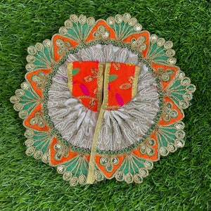 Laddu Gopal poshak for size 1 , 2 , 3 , 4 and 5 / silver border work on fabric / Krishna clothes in white base